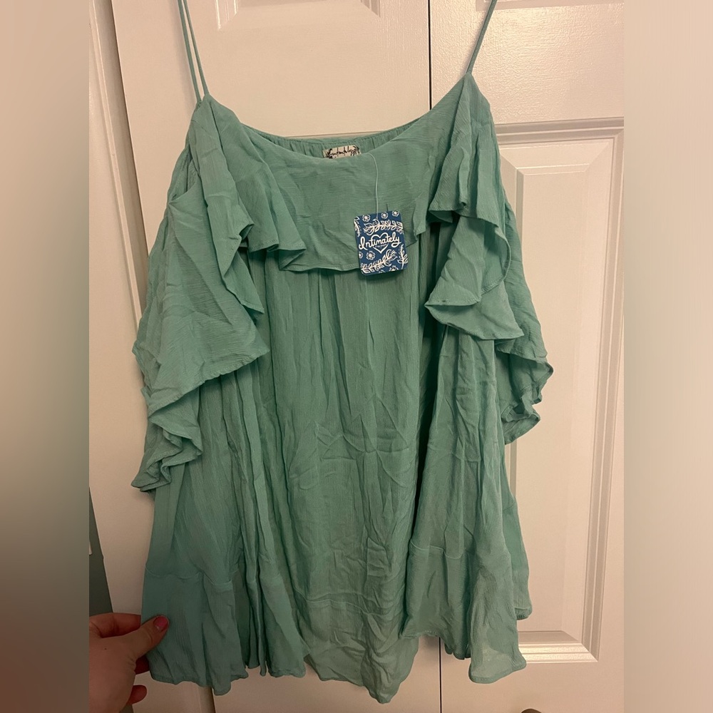 Flowy Teal Spaghetti Strap Top Free People